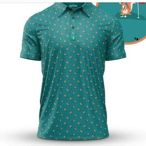 Bogey Bros Golf Polo Squirrel Found A Nut Print Size XL Preformance Teal